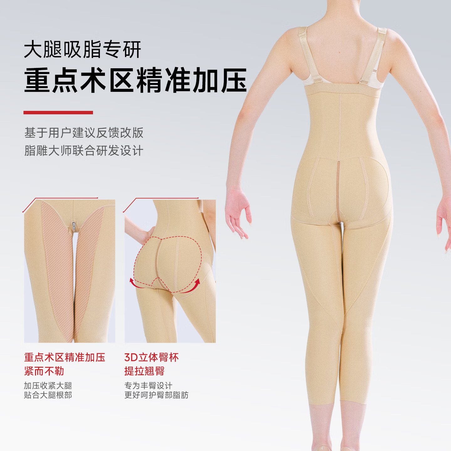 倩美 倩美I期腰腹吸脂术后全身塑身连体塑身裤束身大腿环吸塑形裤新款 8667肤色（七分裤） S