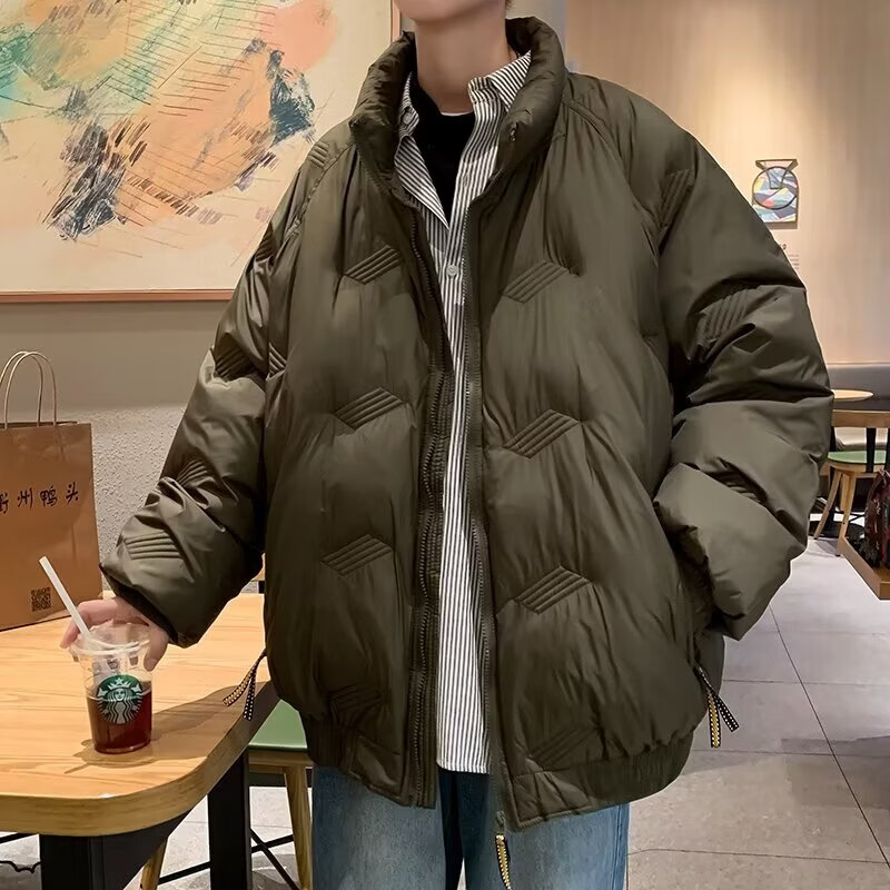 迪伽达冬季美式复古立领棉服男潮牌时尚休闲宽松加厚保暖棉衣棉袄外套男 RCXQ-885绿色 L