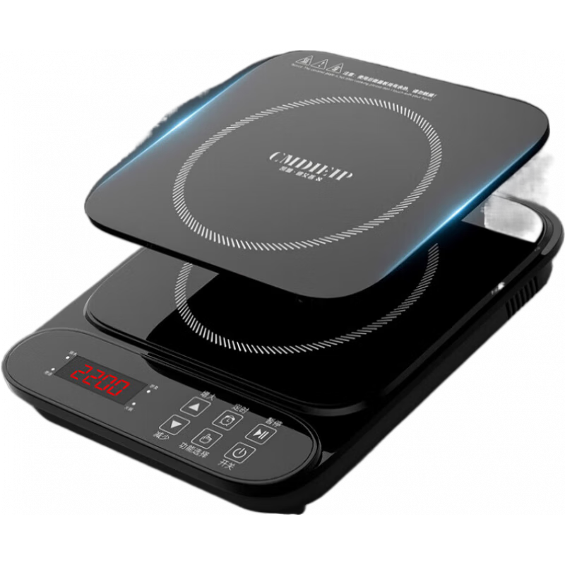 Cmdieip凱盟電磁爐家用小型火鍋炒鍋一體出租屋新款電池爐 2200W電磁爐【科技黑】