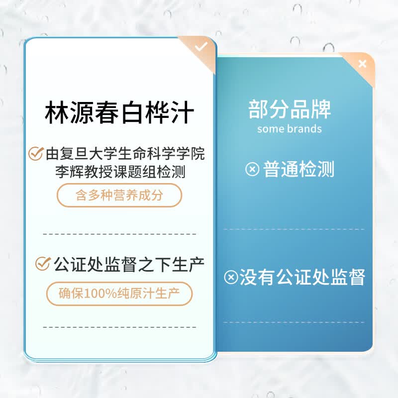 林源春白桦树汁100%白桦树原汁长白山白桦树汁植物饮料桦树汁300ml*6瓶 300ml*6瓶/箱