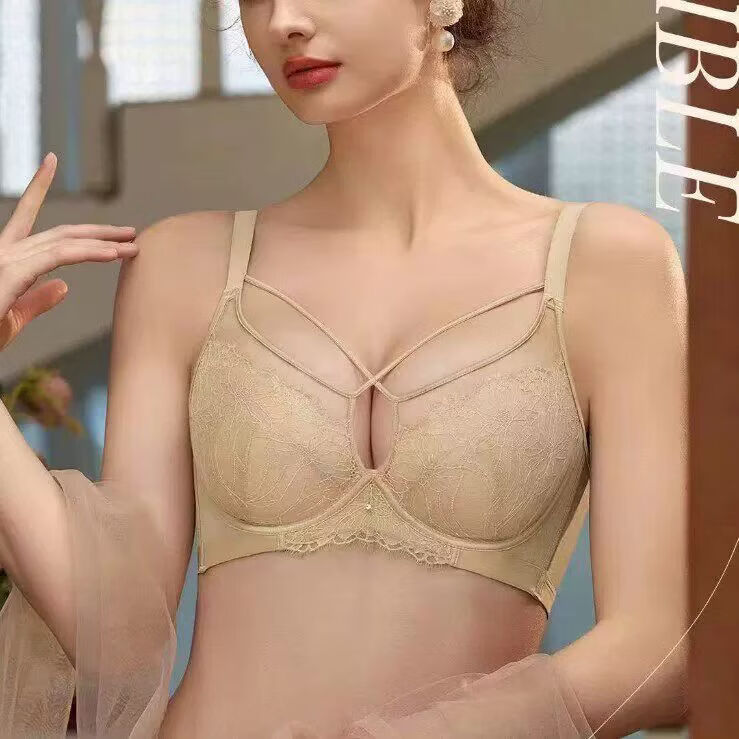 黛思侬(Daisinong)大胸显小内衣花瓣水晶杯内衣蕾丝性感下垂钢圈聚拢超薄文胸 白色 100B 44/100BC