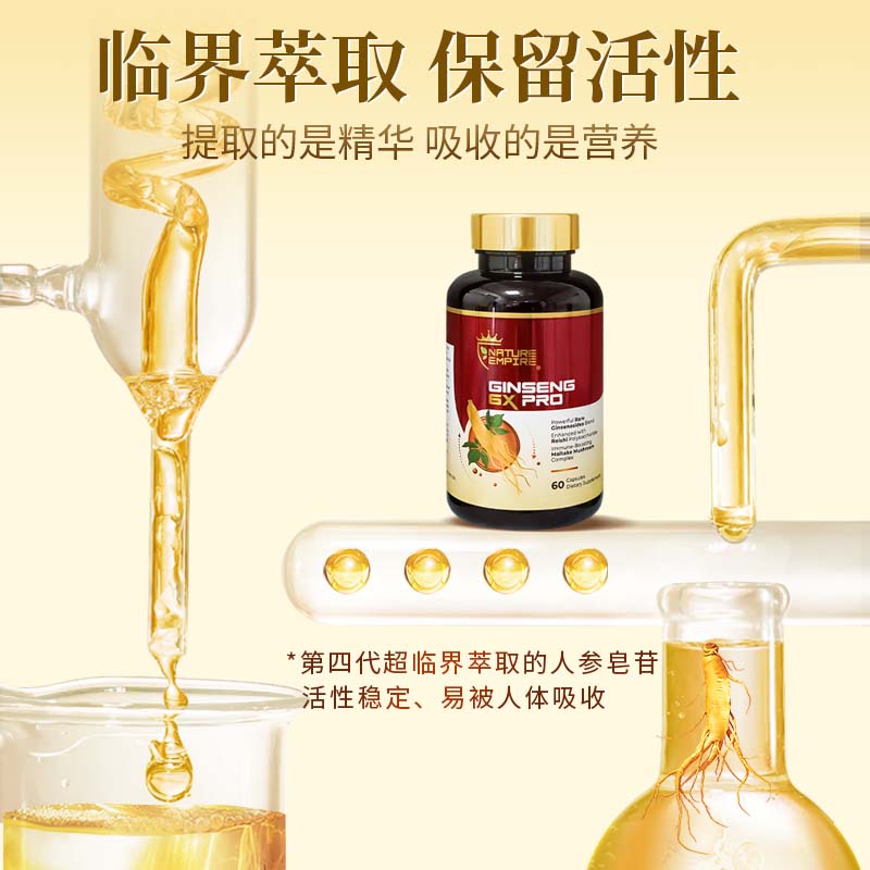 NATUREMPIRE美国原装进口稀有人参皂苷rg3rh2胶囊冬虫夏草营养保健补品免疫力 【4瓶长效装】买3赠1 辅助放化 60粒*4瓶
