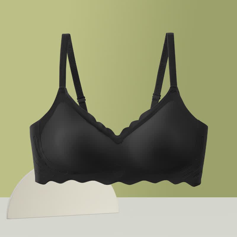 无痕内衣女小胸聚拢夏季薄款大胸显小无钢圈收副乳运动美背文胸罩 黑色 S