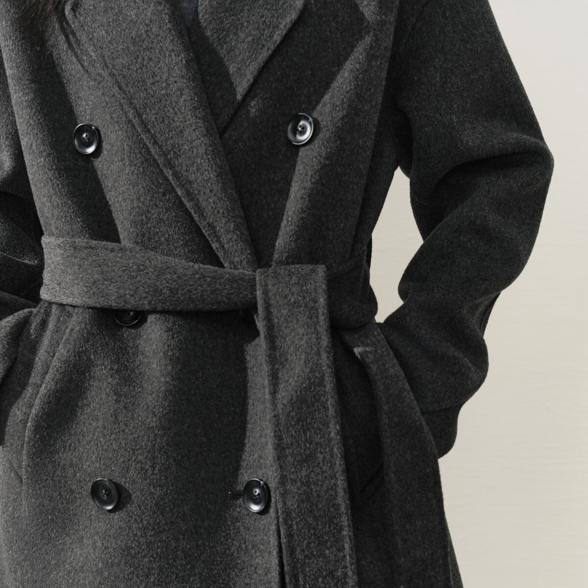 太平鸟大师甄绒甄毛系列新中式优雅双面呢大衣冬季毛呢外套合集 经典双面呢大衣灰色 常规 M