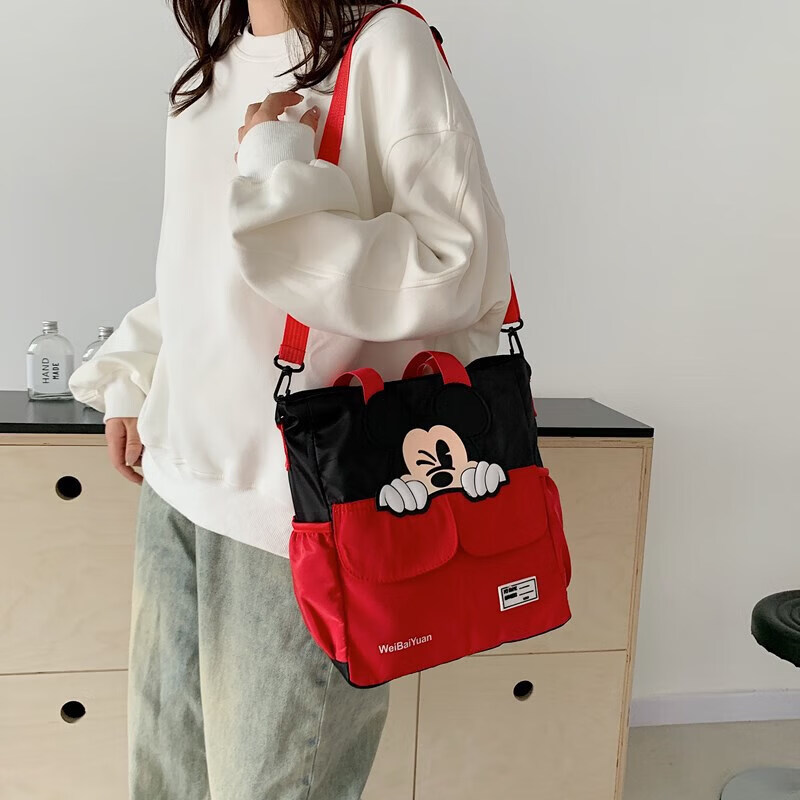 牛津儿童补习袋小学生男女卡通手提大容量单肩斜挎包书包 黑色