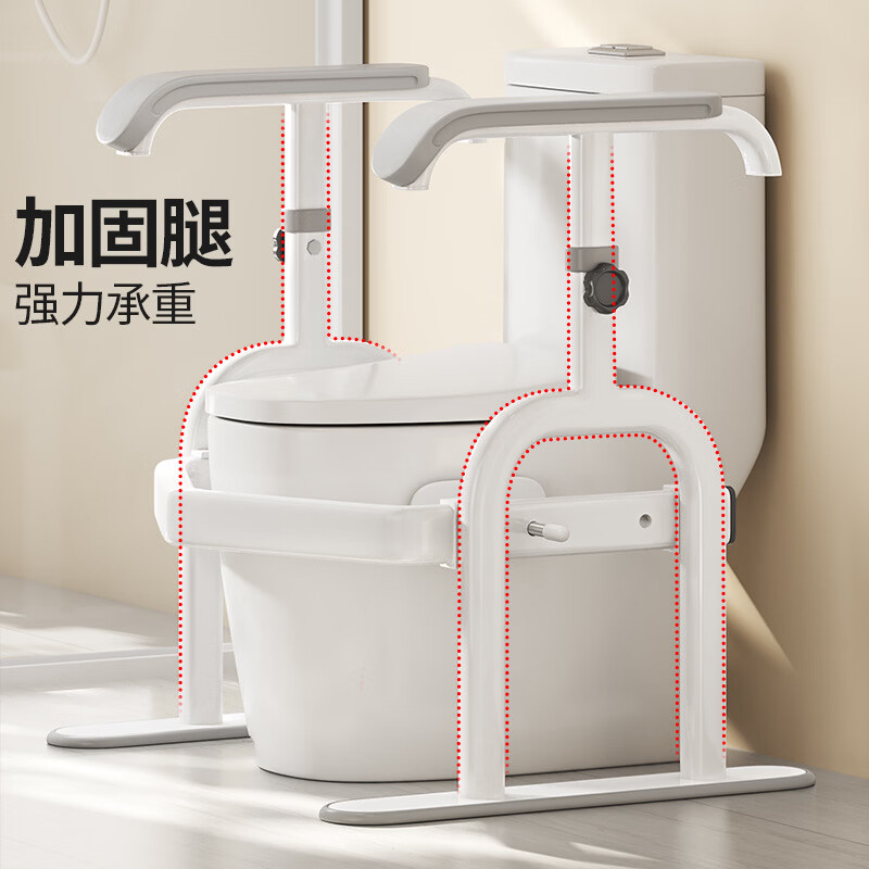 家文化（JIAWENHUA）马桶扶手架卫生间扶手老人防滑助力安全栏杆浴室厕所坐便器免打孔 U型双腿免打孔起身助力架-奶油灰