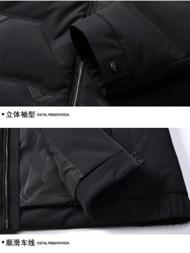 LILANG鹅绒服男冬季新款高端鹅绒立领保暖中年短款男装外套 灰色 3XL 190