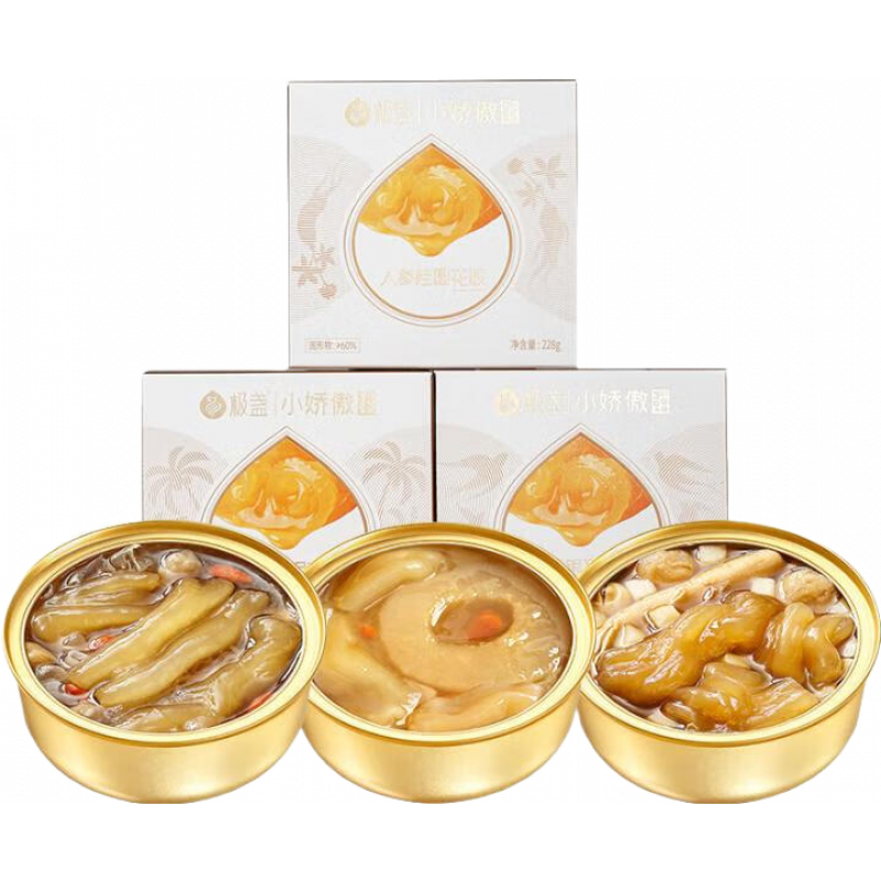 即食花膠魚(yú)膠女滋補(bǔ)膠原蛋白干花膠228*4碗 燕窩雪梨*4碗