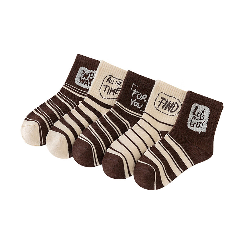 芝麻时光儿童袜子儿童袜子婴儿a类棉 透气学生1-3岁6-12岁9-12岁 条纹混色 10双 3-5岁 【M码】