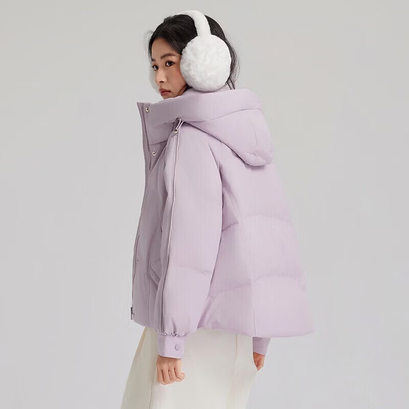 【京东直采】轻潮锁温短款羽绒服女潮流休闲风韩版款小个子 米色 S (160) 80-110斤