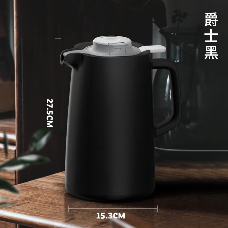 格亚（GEYA）大容量保温壶家用热水壶办公室暖水瓶长效保温镀铜内胆 黑色 1.5L
