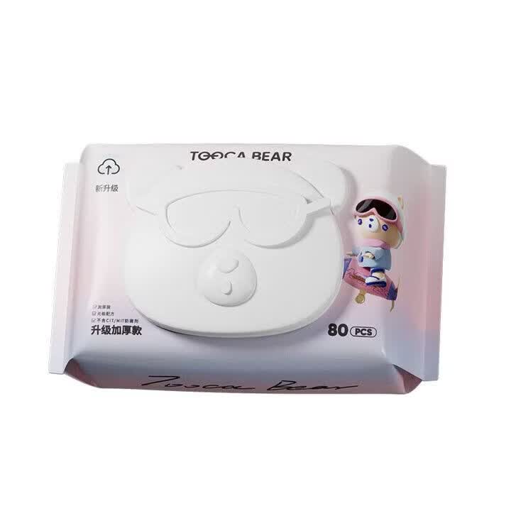 嘟咔熊（dukaxiong）婴儿专用手口湿巾 加厚湿巾纸大包超厚手口安全湿纸巾学生 【加厚敏感肌肤安心款】 80抽 1包 80抽