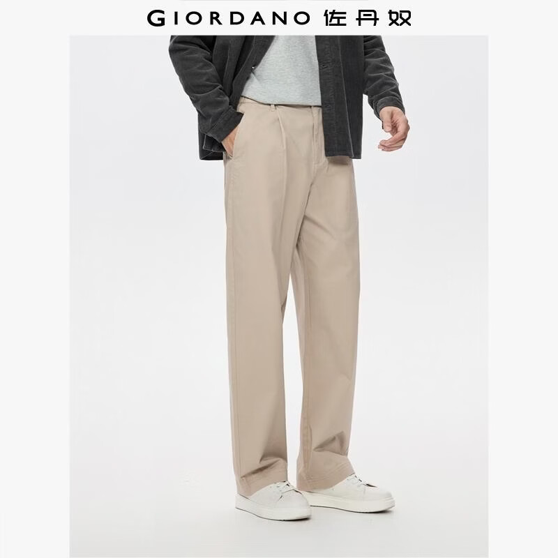 佐丹奴裤子男秋冬新款压褶半松紧腰男裤弹力棉直筒休闲裤13115175