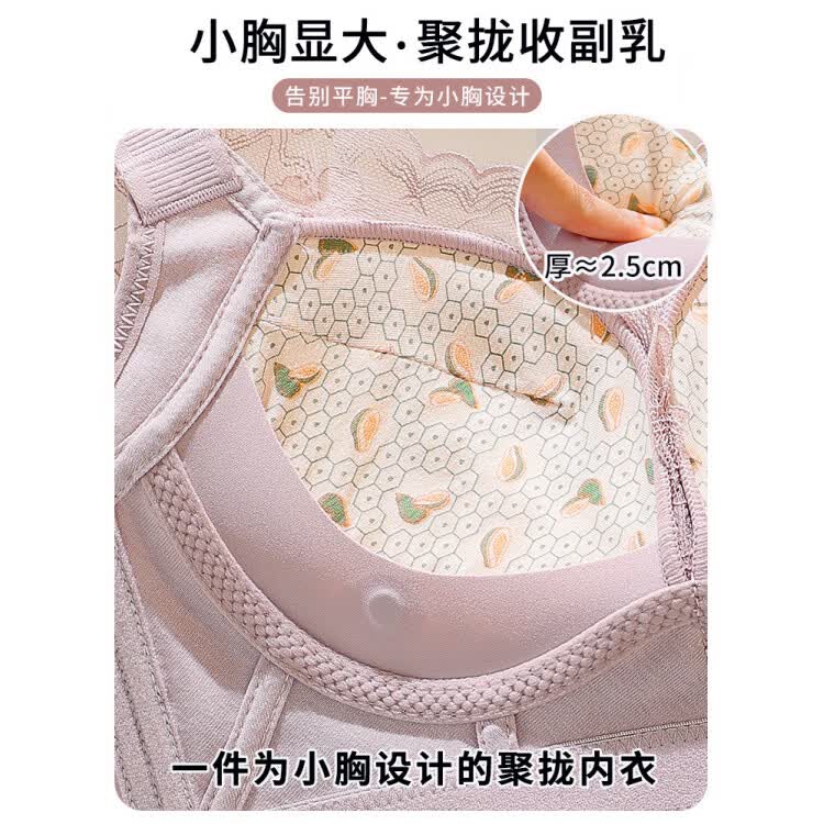 黛安芬(Triumph)聚拢文胸秋冬季内衣女小胸聚拢专用性感显大上托防下垂收副乳无钢 木槿紫+性感黑 85B 38