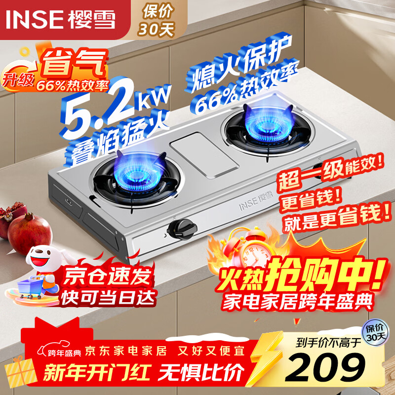 ӣѩ��INSE��ȼ����� ����ּ���̨ʽ��Ȼ����˫�� 5.2KW�������Ȼ��ȼ����ú����˫��̨ T2332��Ȼ�� 208.9Ԫ