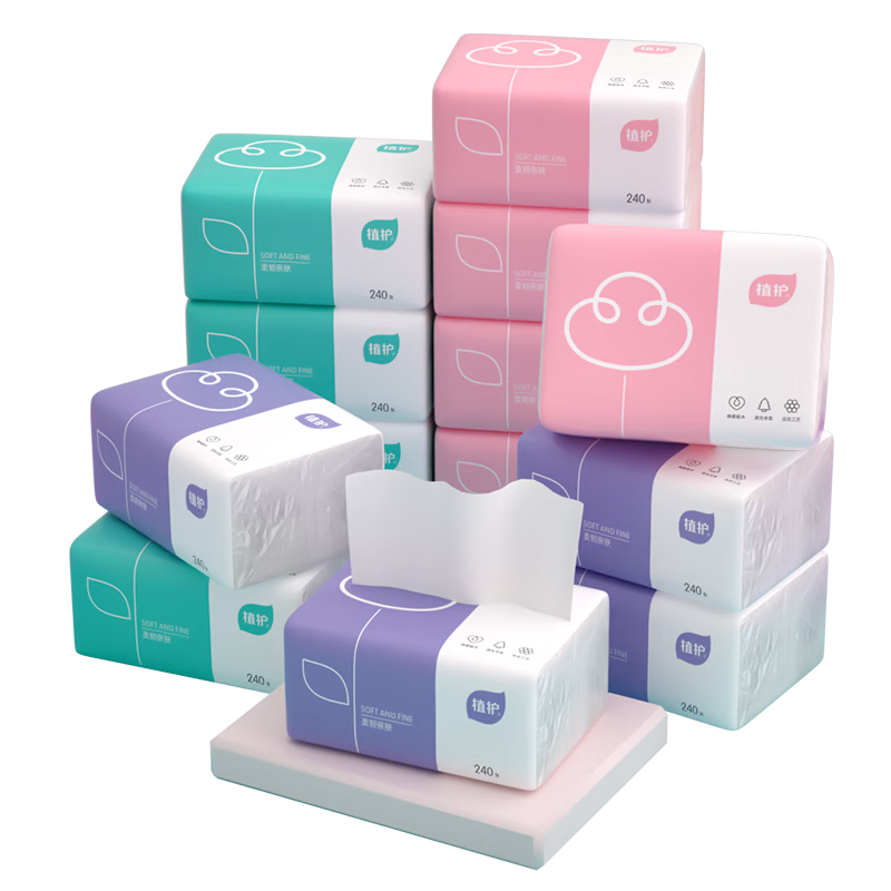 植护【优选好物】优真 三色花抽纸 4层 60抽*10包