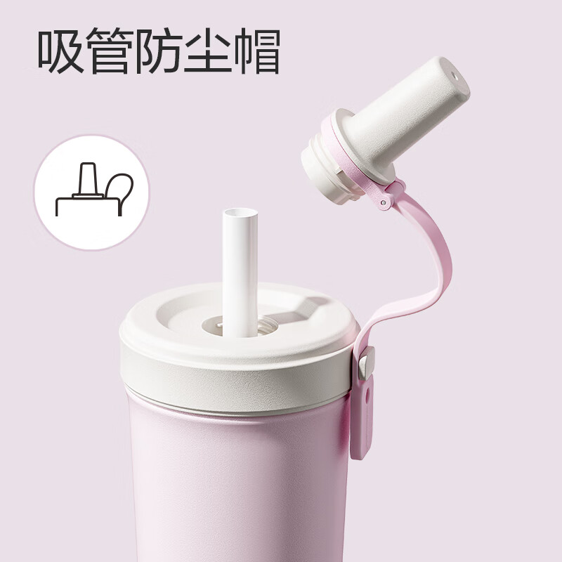 乐扣乐扣(LOCK&LOCK)【三八节礼物】陶瓷覆层内胆保温杯奶茶杯双饮咖啡杯男女学生水杯 淡紫色 720ml