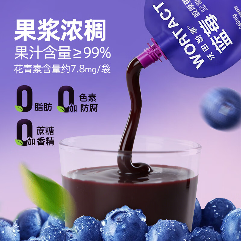沃田酚享蓝莓果浆0添加蔗糖花青素饮料添加胶原蛋白肽果蔬汁早餐饮品 【3盒，月度装】80ml*30袋