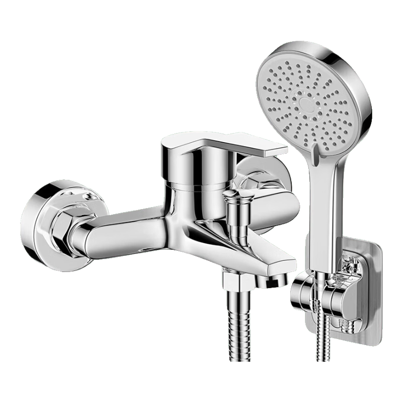 沐唯淋浴花灑全套全套鋼琴鍵混水閥增壓自潔衛(wèi)生間淋雨全套淋浴器 【冷熱三出水】銅電鍍龍頭花灑套裝