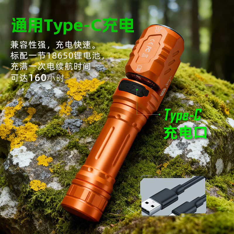 TANK007双向照明手电筒磁吸强光远射户外便携式180度旋转照明检修手电WK1 黑色手电+充电线+精美包装盒