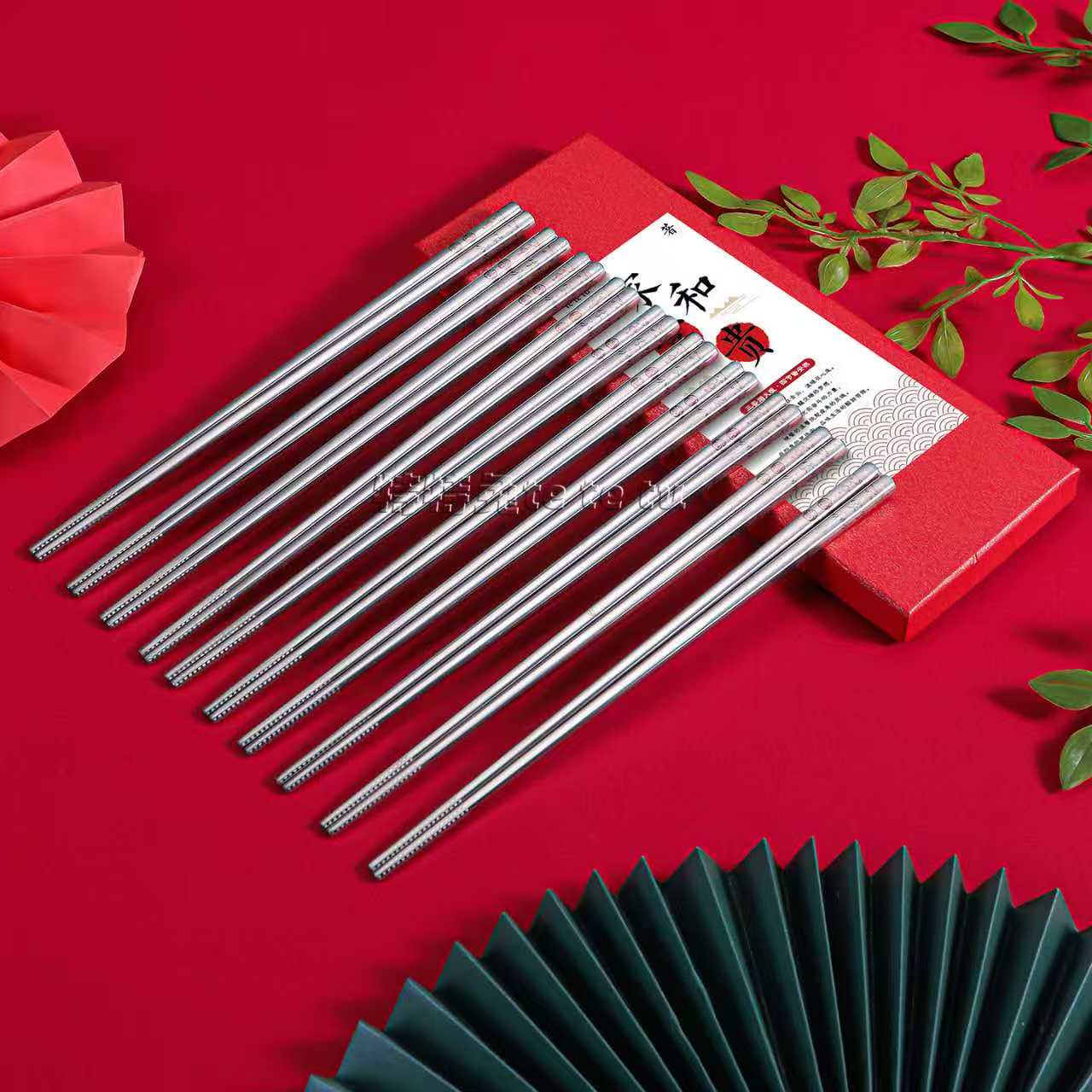 316不锈钢防菌防滑防霉筷子家用高档礼盒5双10双国标年货长筷子 316不锈钢10双家和富贵礼盒装 长25厘米/重36（每双）