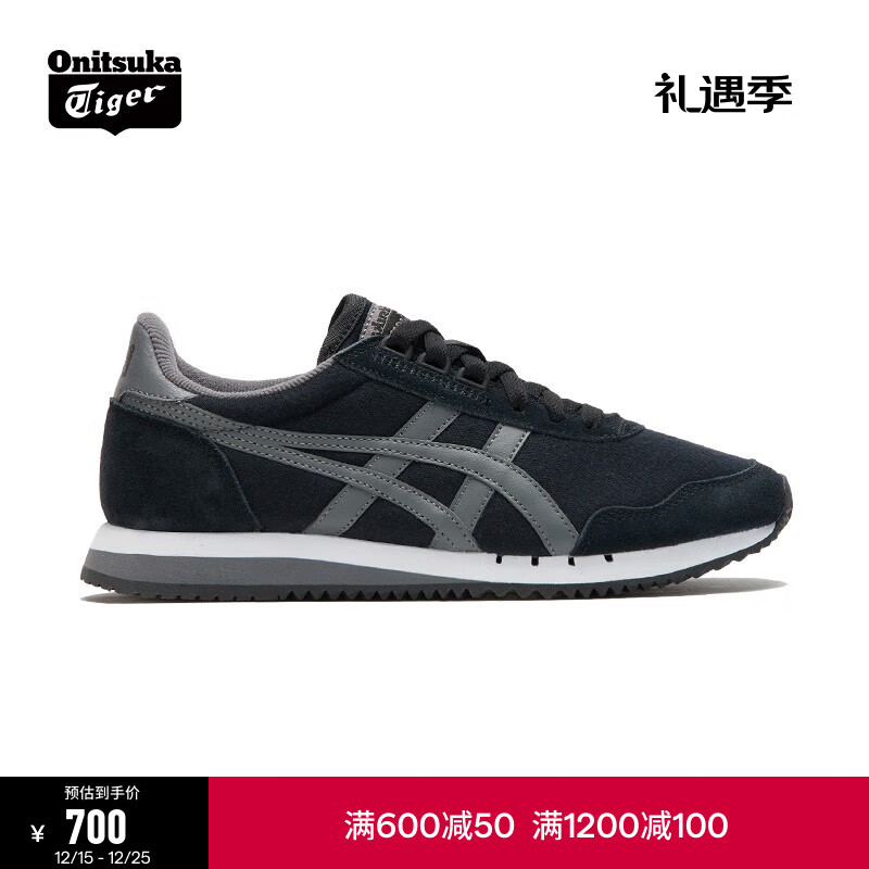 Onitsuka Tiger鬼塚虎复古男女鞋子低帮舒适休闲鞋运动鞋DUALIO  黑色/灰色(1183C315-001) 39.5