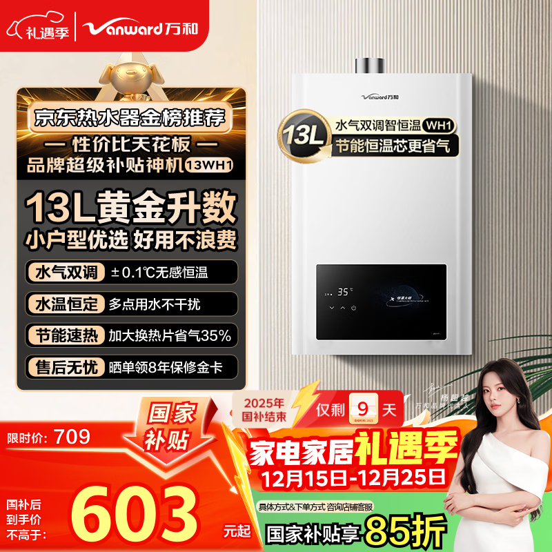 万和燃气热水器【小宇宙WH1】 13升天然气恒温家用节能省气防冻6重净精滤 以旧换新 国家补贴15% 13WH1