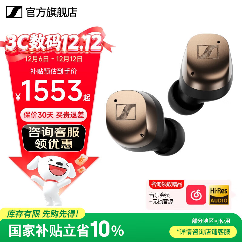 森海塞尔momentum4真无线四代蓝牙耳机主动降噪ACCENTUM圣诞节生日礼礼物礼品SPORT运动入耳式音乐 真无线四代【复古金】