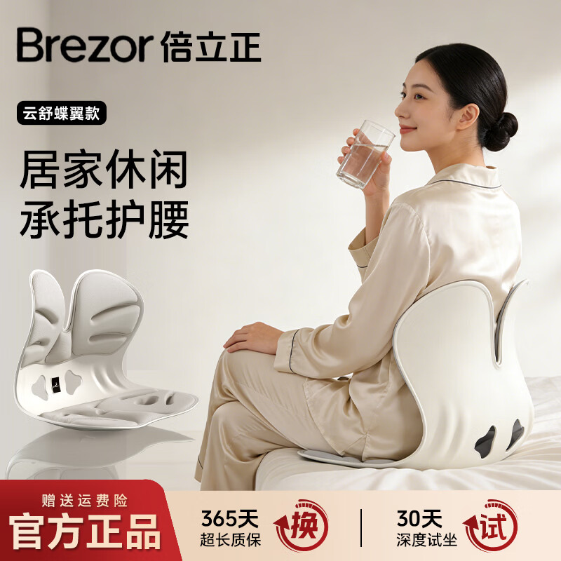 倍立正护腰坐垫靠垫透气久坐神器人体工学办公室座姿椅腰背一体支撑腰部 全新升级-高级灰【50-180斤内】