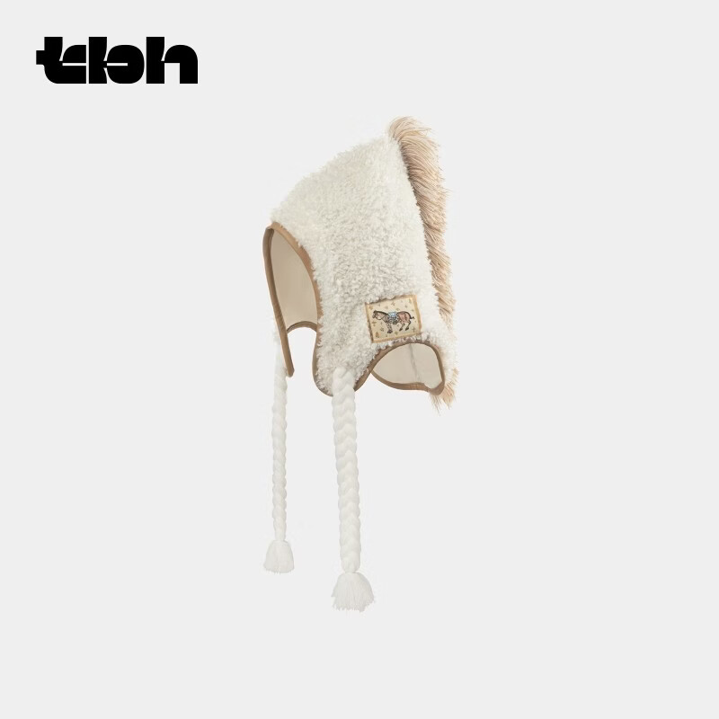 野兽派家居（tbh）马年限定毛绒尤登帽男女通用帽子民族风冬季保暖帽 “马年限定”毛绒尤登帽-小白马