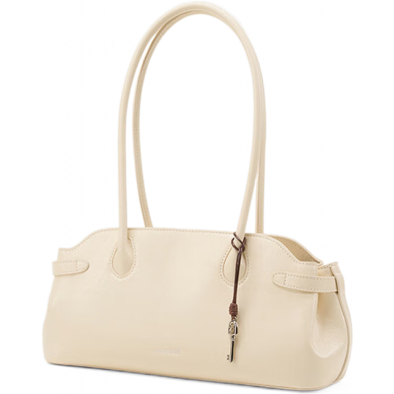 拉菲斯?。↙a Festin）頭層牛皮包包女式新款夏天保齡球包真皮手提腋下包法棍包 【現(xiàn)貨】奶昔白【頭層牛皮】