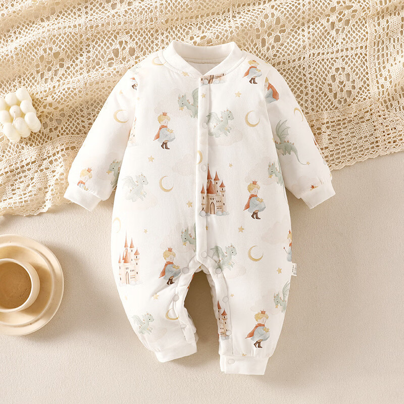 婴幼儿150克夹棉连体衣秋冬季保暖男女宝宝加厚哈衣爬服外出冬装 雨伞小猫【150克夹棉连体衣】 59cm 59码 适合身高52-59cm