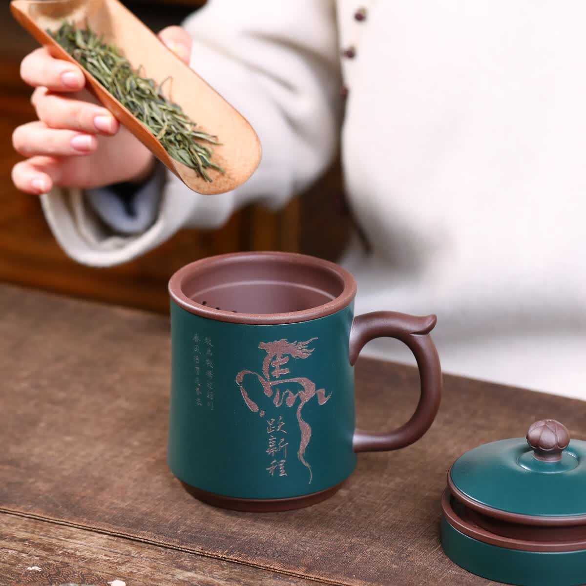 紫来顺送领导父亲礼物如山茶具礼盒大号茶水分离茶杯男士泡茶专用紫砂杯 【马跃新程】送领导茶杯礼盒
