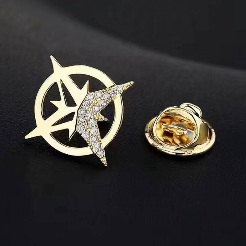 KZD老凤凰商务男士胸针西装胸花六芒星衬衫领针扣ins个性微章 金色胸针