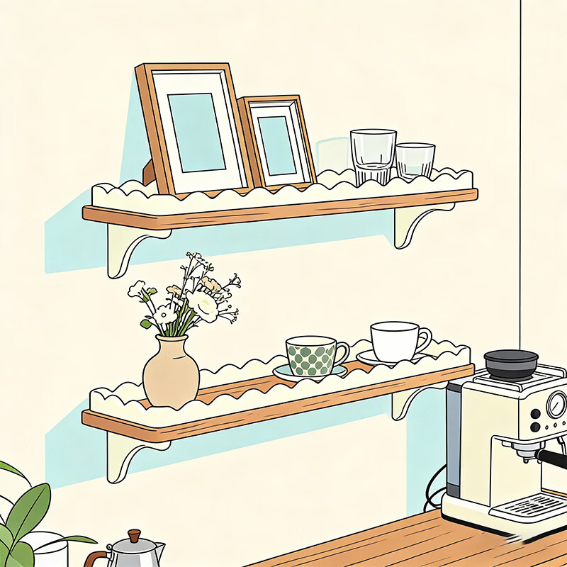 尔思家墙上置物架免打孔壁挂一字隔板墙面隔板架子客厅杯架展示架收纳架 原木色30cm