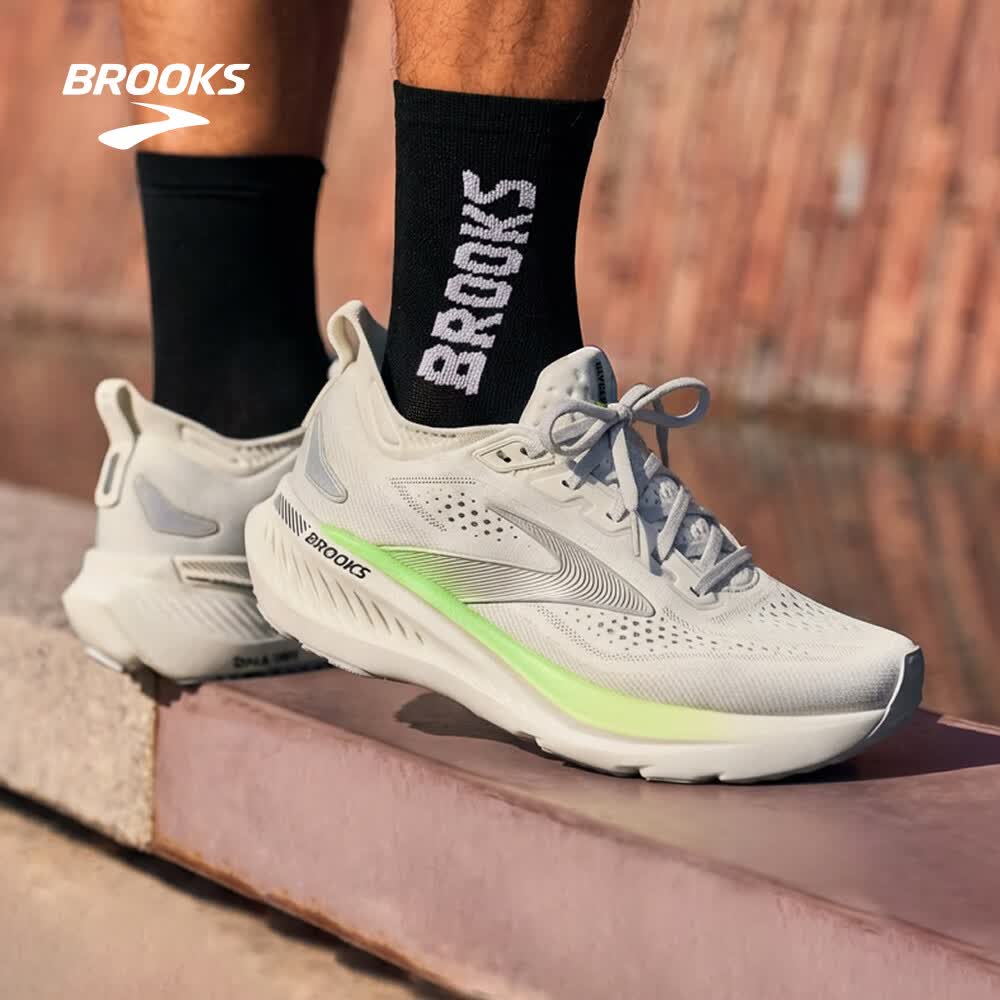 布鲁克斯（BROOKS）Glycerin甘油 GTS 23 跑鞋男子缓震跑步鞋运动鞋 支撑 灰色/绿色/黑色 42