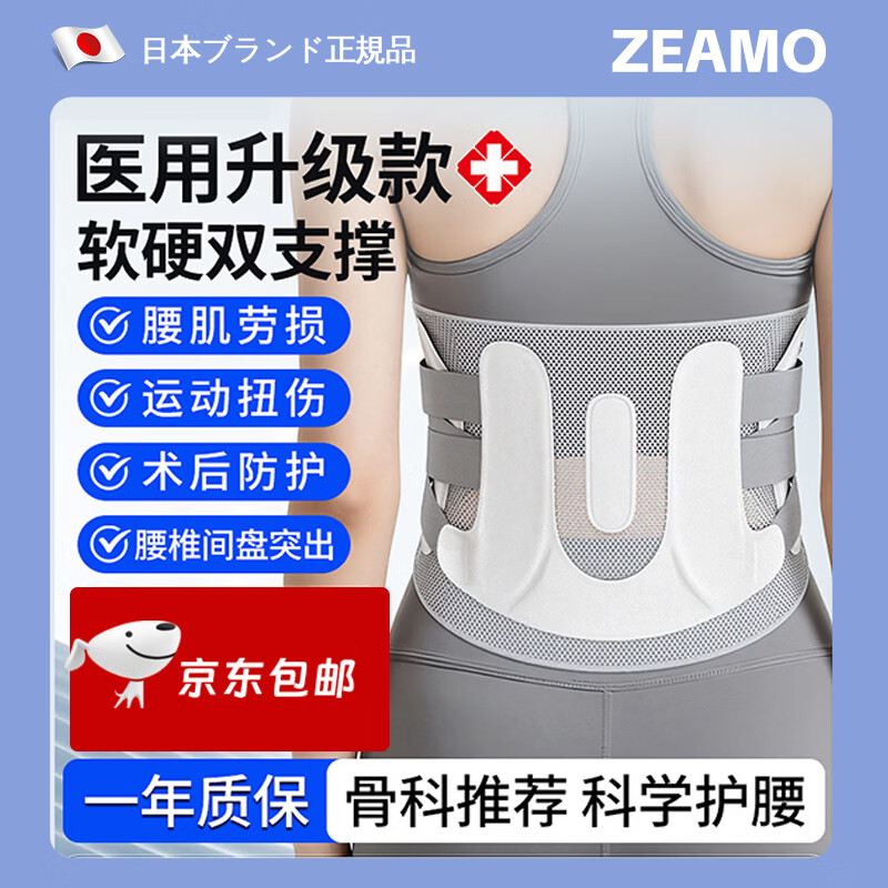 ZEAMO日本护腰带腰间盘劳损腰椎突出腰肌医用久坐神器男士女士专用腰托 【基础款】男女通用*人体工学护腰带 M（推荐体重80-110斤）