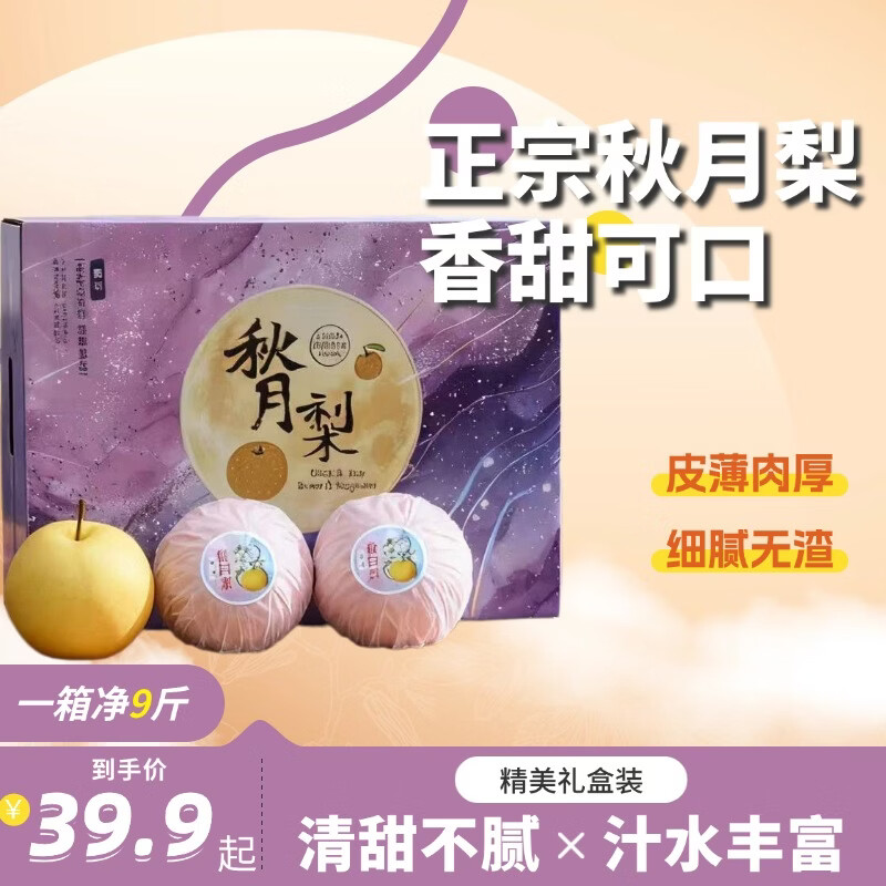 【活动专享】山东冰糖秋月梨 脆甜多汁梨子新鲜水果 礼盒送礼佳品 【送礼推荐】单果约400g｜净9斤｜8-10颗
