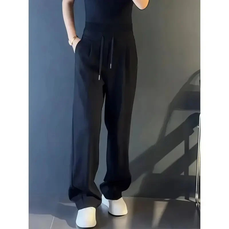 2025秋冬新款轻奢休闲裤运动宽松舒适直筒正品男裤显瘦白色wzh 黑色 XL 【建议140-155斤】