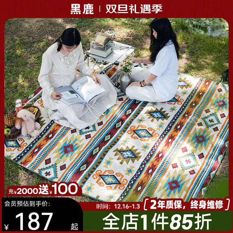 黑鹿（BLACKDEER）奇域野餐垫 草坪垫子地垫户外野炊便携防潮垫加厚爬行垫ins风餐布 [8-10人奇域]特厚防水300*200cm