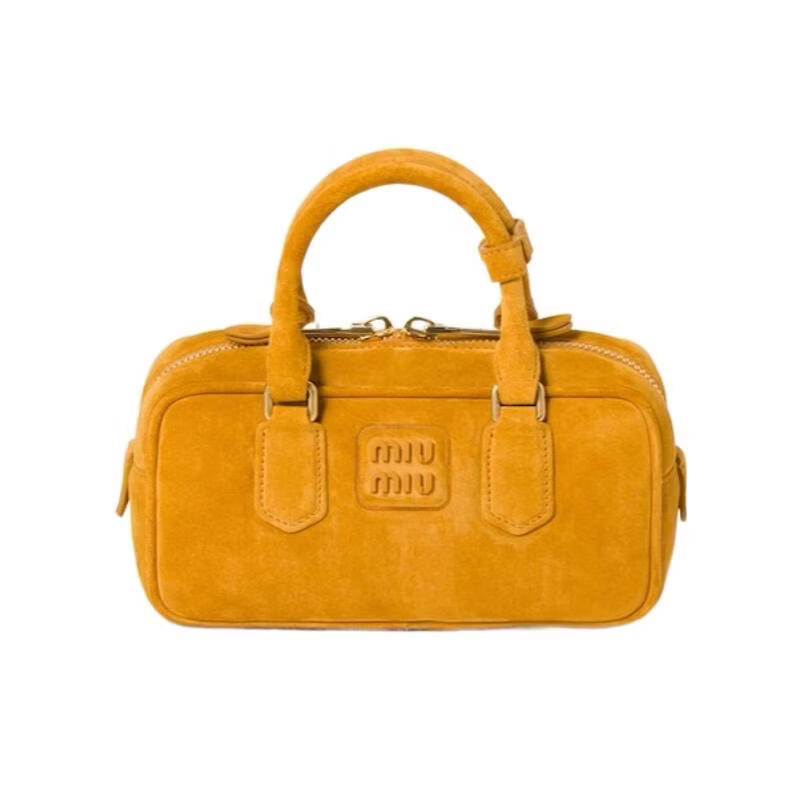 繆繆(MiuMiu)女士單肩包便攜收納日常攜帶輕便出行多用途包袋絨面革黃色 橘色 均碼
