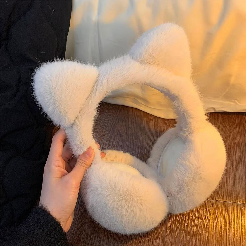 小红书同款冬季耳罩AA 猫耳朵奶咖色耳罩 毛绒包耳暖儿童防冻防寒耳套捂子