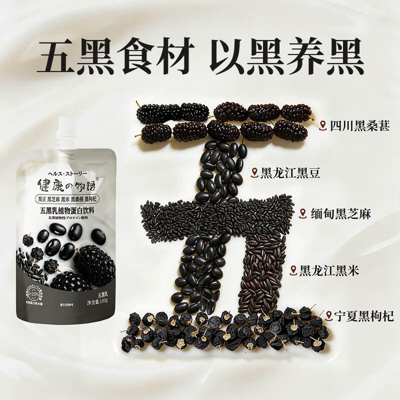 仙津（SunGiant）健康物语无糖豆乳坚果植物奶代餐轻食营养早餐奶五黑植物蛋白饮料 坚果乳植物蛋白饮160g*12袋
