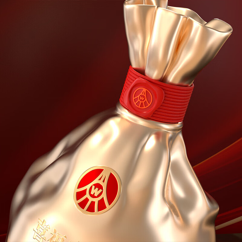 五粮浓香五粮液股份出品 官方授权 52度优级 浓香型白酒 喜福盛世 52度 500mL 2瓶 聚财金樽双支装