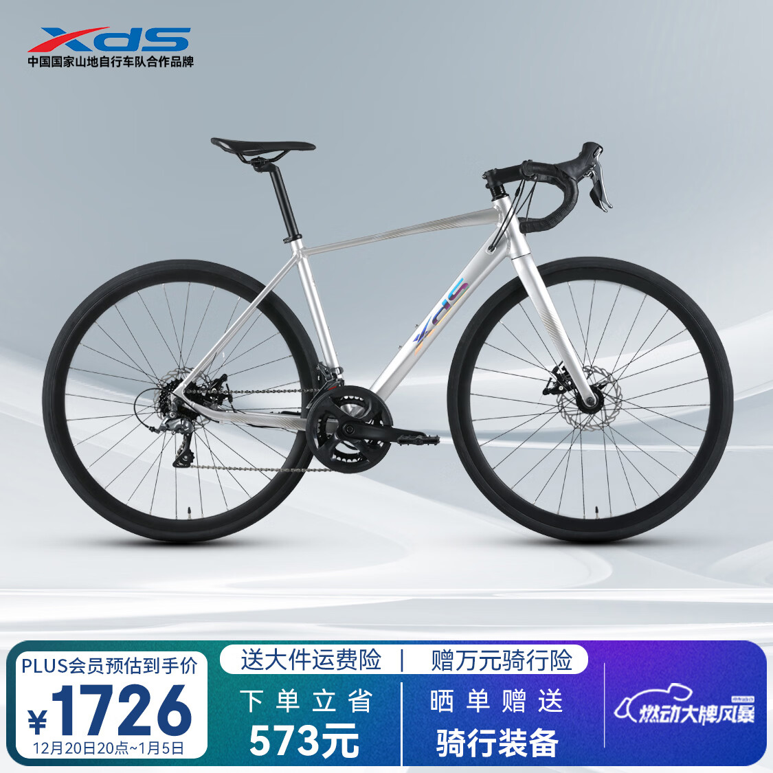 xds公路自行车2025款RC300碟刹走线车架 16速 银灰色 480MM