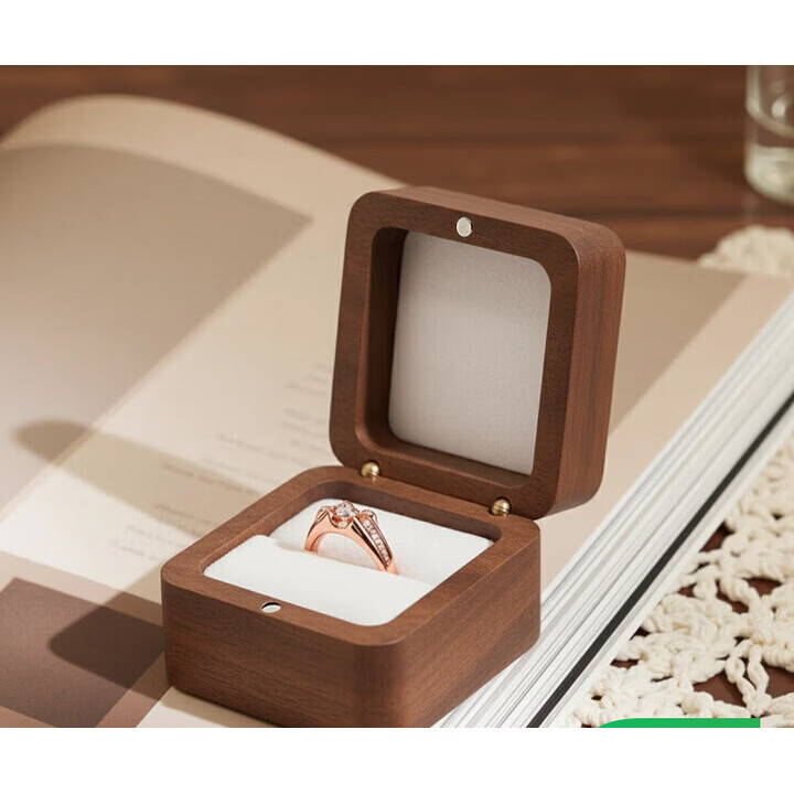 范爷家黑胡桃木首饰盒生日求婚戒指盒钻戒纪念日生日礼盒元旦新年 胡桃木戒指盒【单戒款】