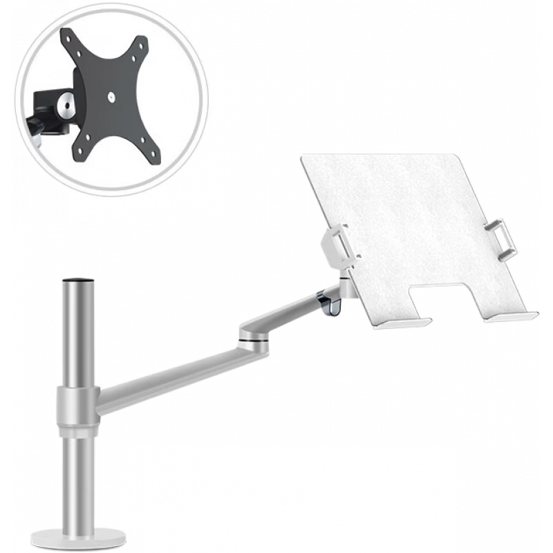 埃普（UP）筆記本支架顯示器組合底座多功能桌面升降站立辦公鋁合金辦公室電腦架散熱旋轉(zhuǎn)增高臺(tái)式手提電腦支 銀色