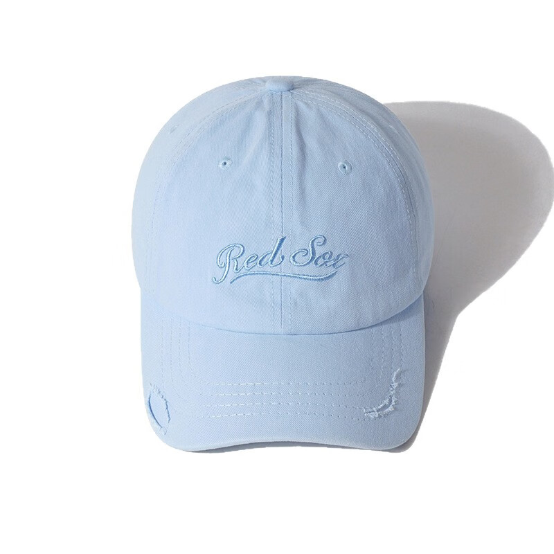 OEAI字母刺绣棒球帽女韩版时尚百搭紫色鸭舌帽宽帽檐大脸显脸小帽子潮 C5887破洞Red绣棒球帽 黑色 M （56-58cm）