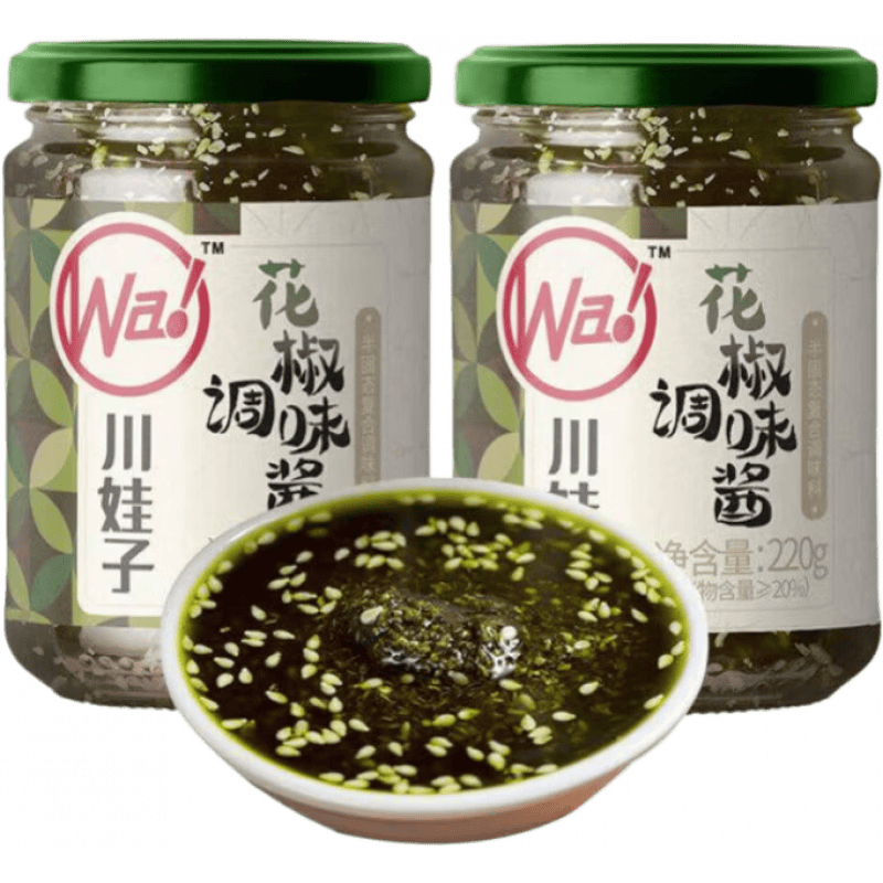 川娃子青花椒醬220g特麻重慶特產(chǎn)漢源江津青花椒麻椒涼拌菜藤椒醬 花椒醬220g*2瓶[無(wú)鉛玻璃瓶