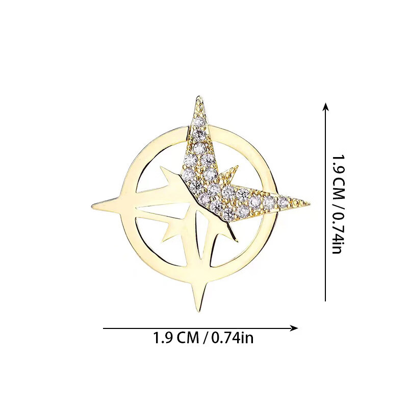 KZD老凤凰商务男士胸针西装胸花六芒星衬衫领针扣ins个性微章 金色胸针